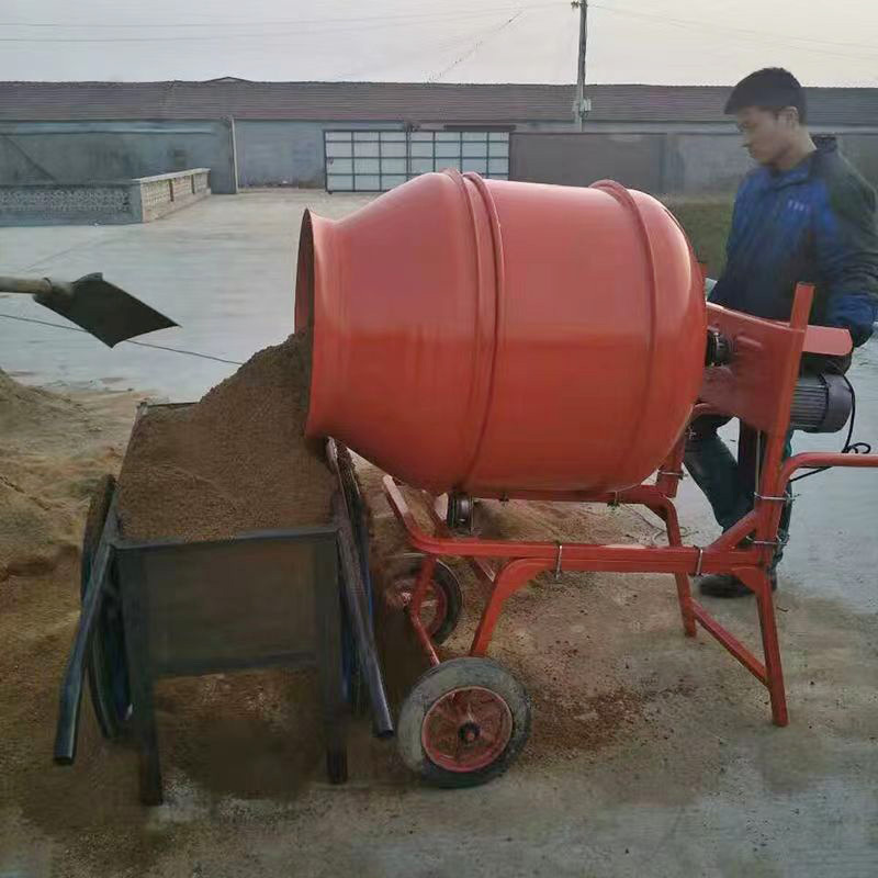 Small Hand push gasoline concrete mixer for construction equipment manual cement twin-shaft mobile rotating drum mixer