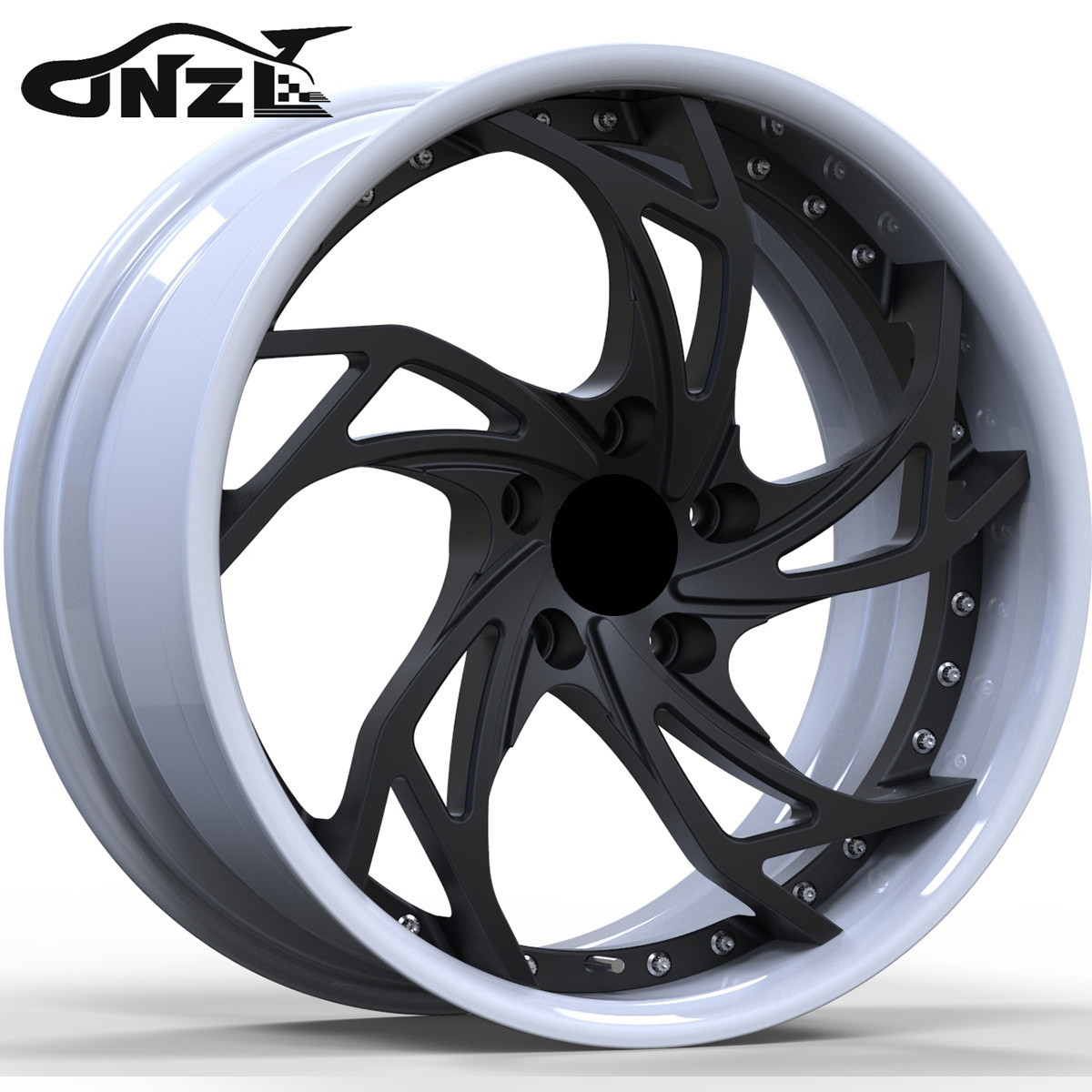 Zhenlun 20-22 Inches 5*114.3 Two-Pieces 5 Spokes Deep Lip Deep Dish Alloy Wheel Forged Rim For Bmw