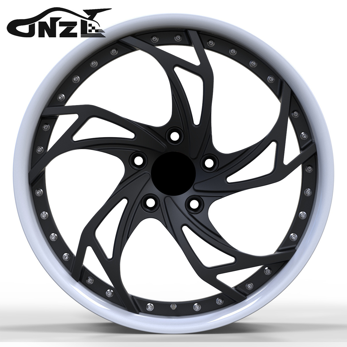 Zhenlun 20-22 Inches 5*114.3 Two-Pieces 5 Spokes Deep Lip Deep Dish Alloy Wheel Forged Rim For Bmw