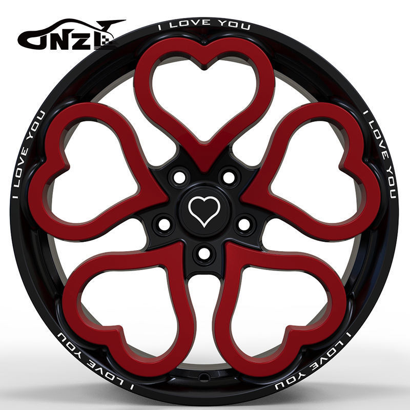 Zhenlun 17 Inch One Piece 5 Lugs Red Love Heart Rims Monoblock Forged Wheels For Audi Wheels A3 A4 A5 A6 Rims