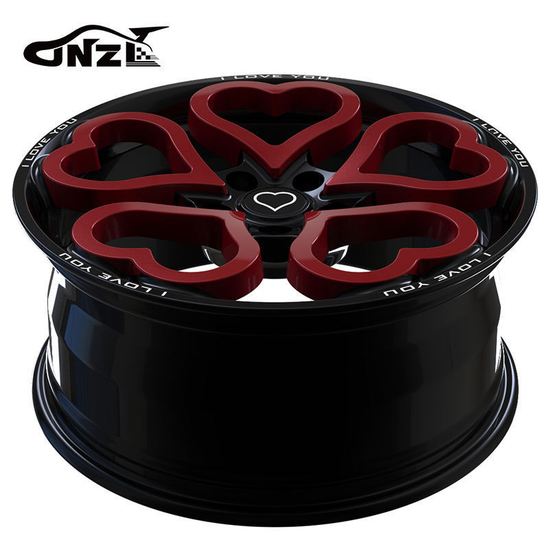 Zhenlun 17 Inch One Piece 5 Lugs Red Love Heart Rims Monoblock Forged Wheels For Audi Wheels A3 A4 A5 A6 Rims