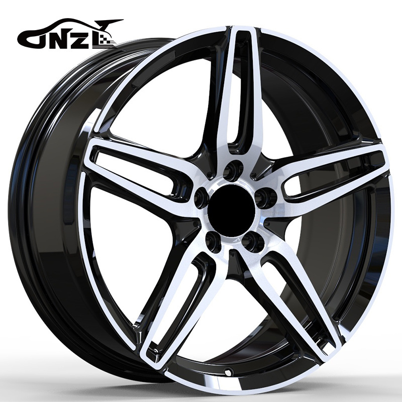 Zhenlun 5 Holes Gloss Black Wheels 5*112 Alloy Car Rims Classical Five Star Aluminum Alloy Rims For Benz