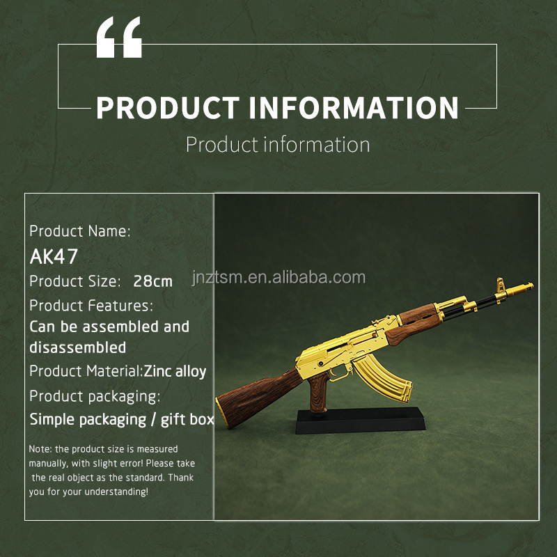 Realistic Metal Toy Gun AK47 Ornament Golden Gun Metal Toy Guns  Model Ornament Weapon Toy Assembly Disassembly Model