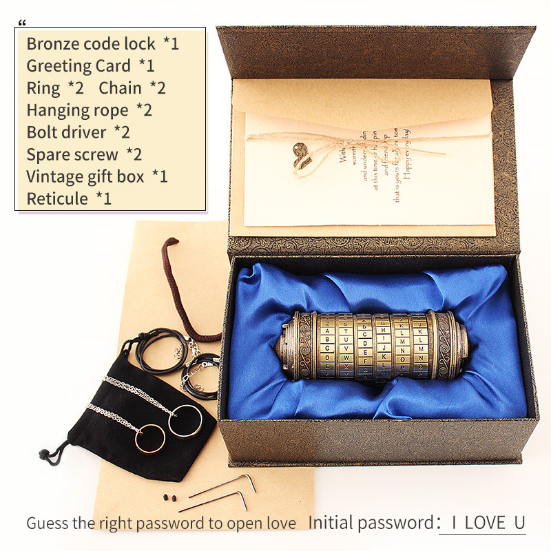 Da Vinci Code Mini Cryptex escape room lock Valentine's Day Interesting Creative Romantic Birthday Gifts