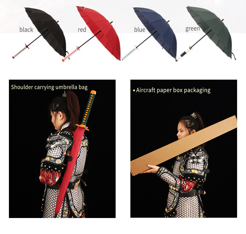 Tictok 90CM steel Ninja Blade Anime Kamado Tanjirou umbrella china anime wholesale samurai sword demon slayer  umbrella katana