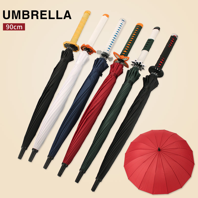 Tictok 90CM steel Ninja Blade Anime Kamado Tanjirou umbrella china anime wholesale samurai sword demon slayer  umbrella katana