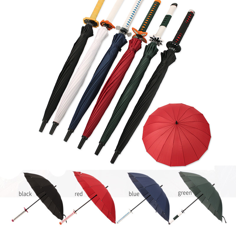 Tictok 90CM steel Ninja Blade Anime Kamado Tanjirou umbrella china anime wholesale samurai sword demon slayer  umbrella katana