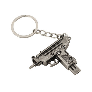 Metal 5cm Keychain Uzi Pendant Gun Key Chains 3D Weapon Model Movable Toys Mini  Pendant Metal Keychain Gun Keychain