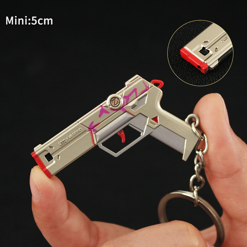 Valorant Game All Metal Fearless Tactical Claw Knife Weapon Model Game Toy 5cm Mini Revolver Gun Metal Keychain