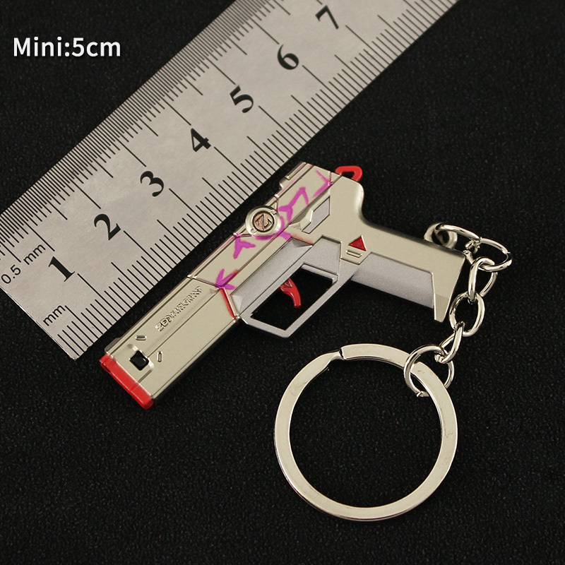 Valorant Game All Metal Fearless Tactical Claw Knife Weapon Model Game Toy 5cm Mini Revolver Gun Metal Keychain