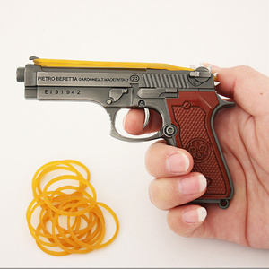 Rubber Band Shooter Gun Metal Toy Laser Cut Keychain Children Outdoor Shooting Playing