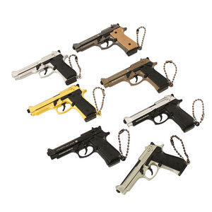 Gun Keychain Gold Beretta M92  M92F  Toy Guns Realistic Metal Model Mini Shaped Keychain Metal Toy Gun Keychain With Bullets