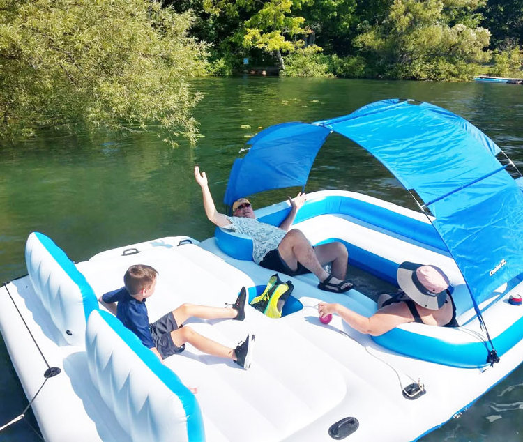 Huge Inflatable 6 Person Places Lake Pool River Floating Island or Raft with Canopy For Adults