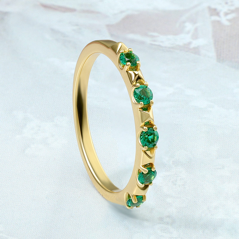 Genuine 925 Sterling Silver 18K Gold Plated Natural Gems Stone Gemstone Simulate Green Emerald Ring For men women wedding