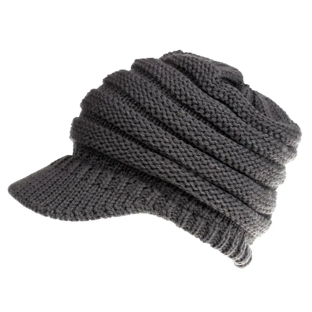 Winter Outdoor Sports Fashion Women's Knitted Hat Hollow Ponytail Beanie Warm Beanie