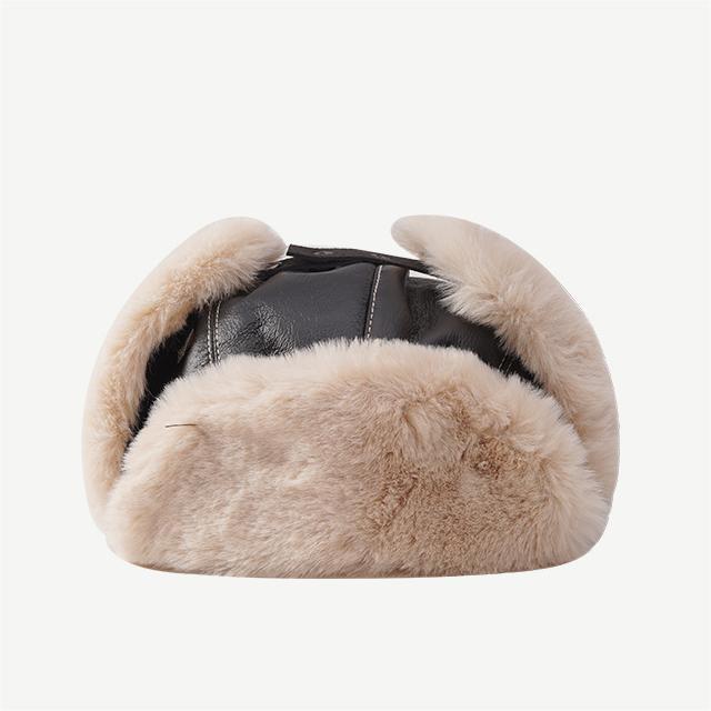 Unisex Leifeng Type woman and  Kids faux Fur fleece pu leather hat Fluffy Trapper Hat Winter warm hat With Ear Flaps