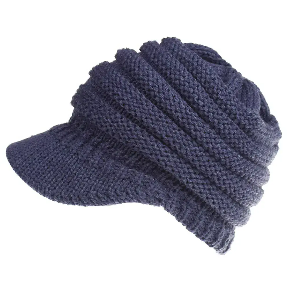 Winter Outdoor Sports Fashion Women's Knitted Hat Hollow Ponytail Beanie Warm Beanie