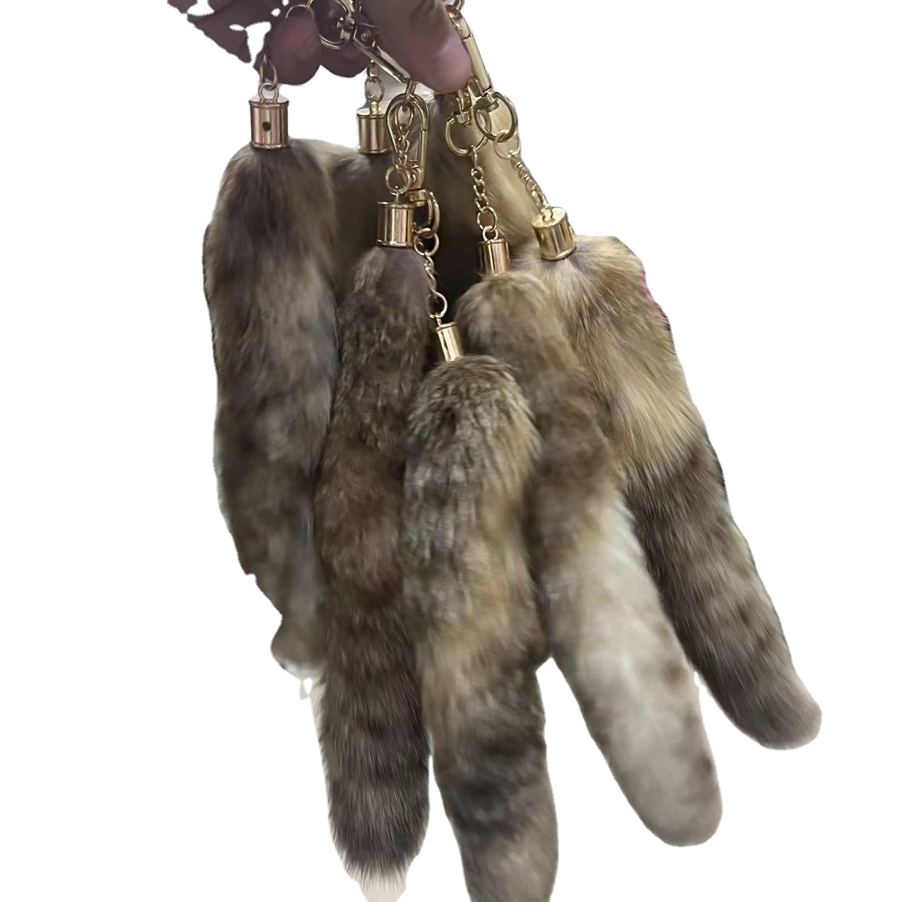 Fashion Raccoon Fur Tail Key chain America Raccoon Fur Tail Accessory For Winter Street Fashion Style