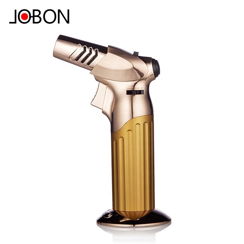 JOBON Custom Logo Gas Butane Refillable Blow Chef Grill Torch Lighter For Kitchen BBQ Cigar Camping Jet Flame Adjustable