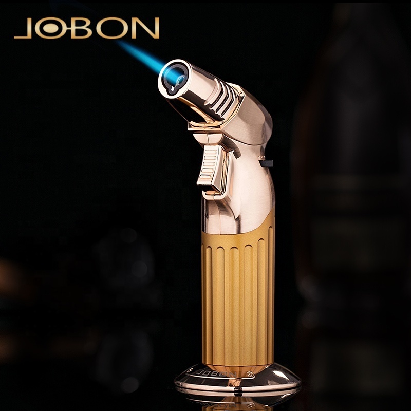 JOBON Custom Logo Gas Butane Refillable Blow Chef Grill Torch Lighter For Kitchen BBQ Cigar Camping Jet Flame Adjustable