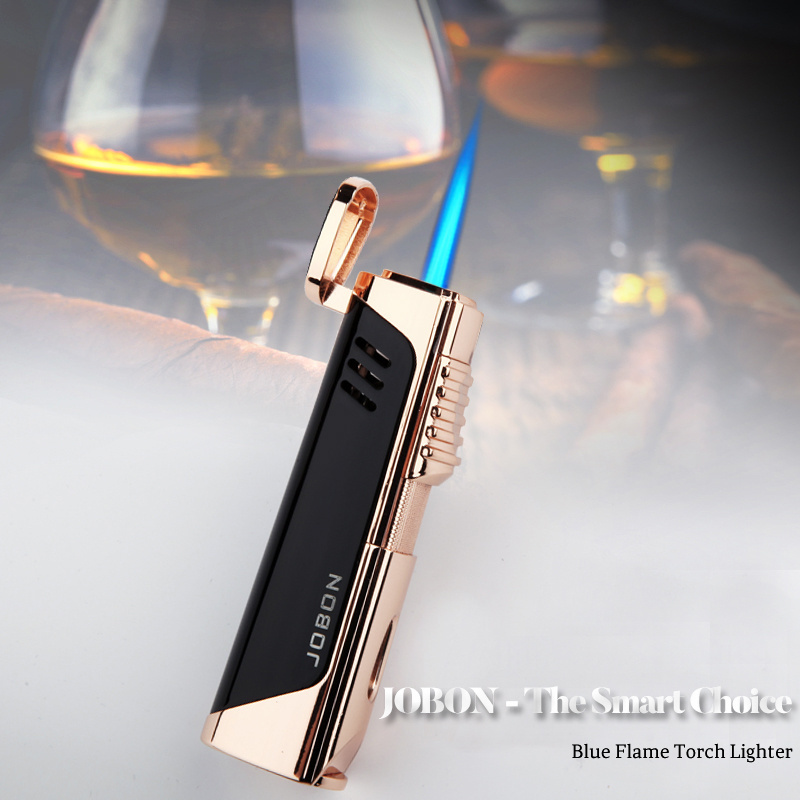 JOBON Custom logo customized smoke metal Butane Gas Blue Flame Jet Cigar Torch Lighter for Cigarette Cigar Candle