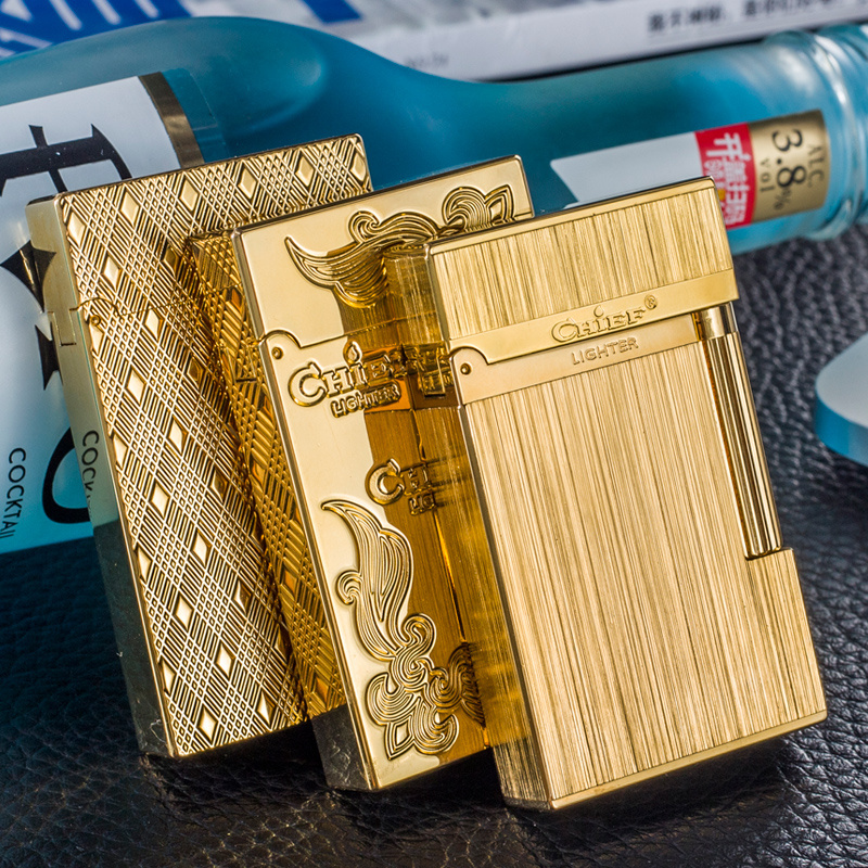 CHIEF Butane Inflatable Vintage Compact Mini Pure Copper Brass Custom Metal Refilling Special Flint Lighter