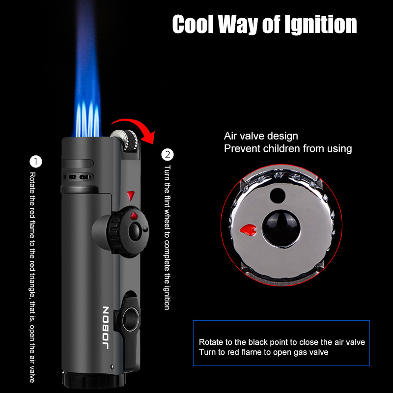 JOBON Portable Jet Flame Torch Lighter With Cigar Punch Gas Butane Refillable For Cigarette Smoking Accessory With Gift Box