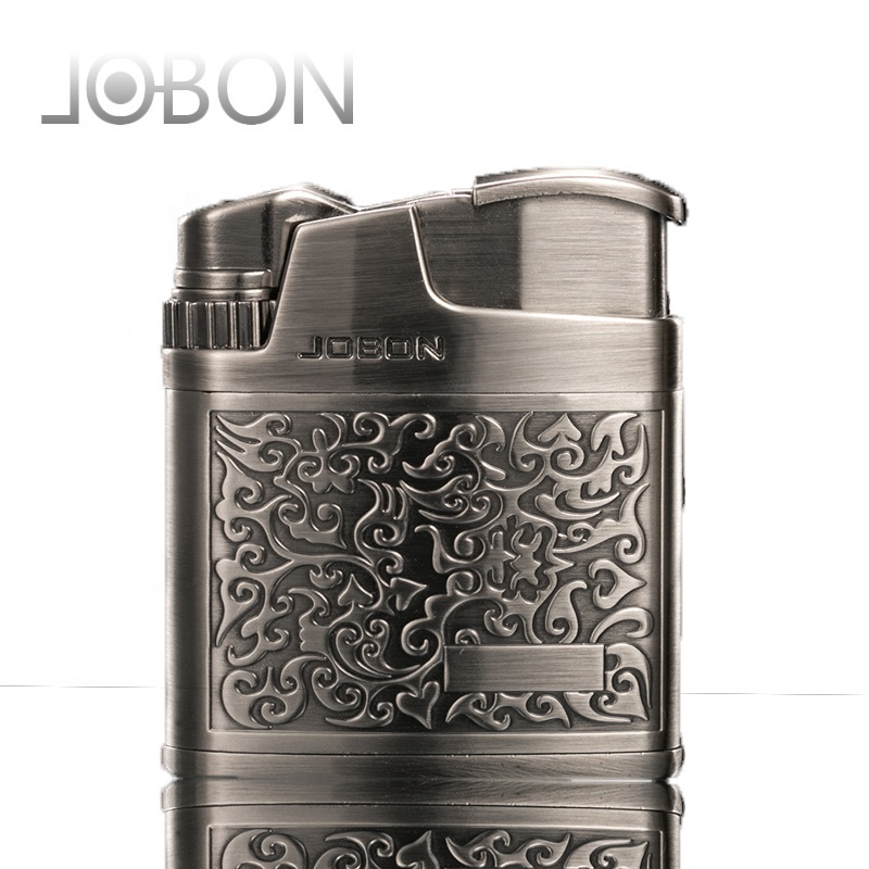 JOBON Wholesale customized Custom Logo Refillable Flame oil kerosene Classical vintage lighters for Cigar Cigarette