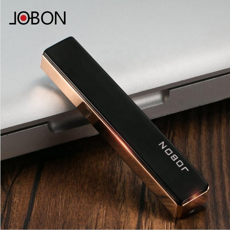 JOBON Metal Windproof Flameless Fireless Custom Logo USB Rechargeable Electric Cigarette Lighter For Smoking Accessories