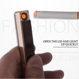 JOBON Metal Windproof Flameless Fireless Custom Logo USB Rechargeable Electric Cigarette Lighter For Smoking Accessories