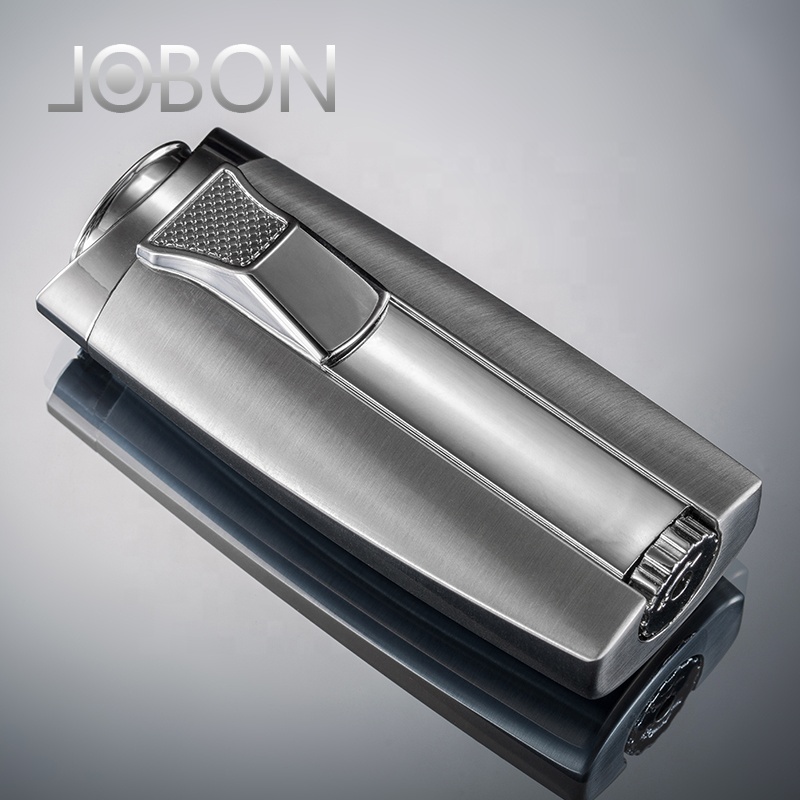 JOBON Windproof Double Jet Flame Cigarette Torch Lighter Custom Logo Refillable Butane Gas Torch Lighter For Smoking Accessory