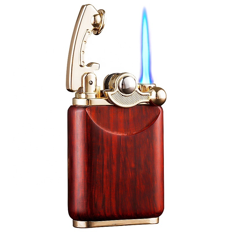 JOBON Wholesale Luxury Jet Flame Butane Gas customized Cigarette Cigar Refillable rose wood Torch Lighter custom logo