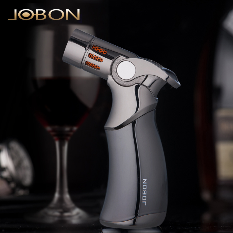 JOBON Luxury Cigarette Cigar Kitchen Smoke Torch Premium Metal Four Jet Flame Gun Butane Gas Lighter Custom Logo Wholesale