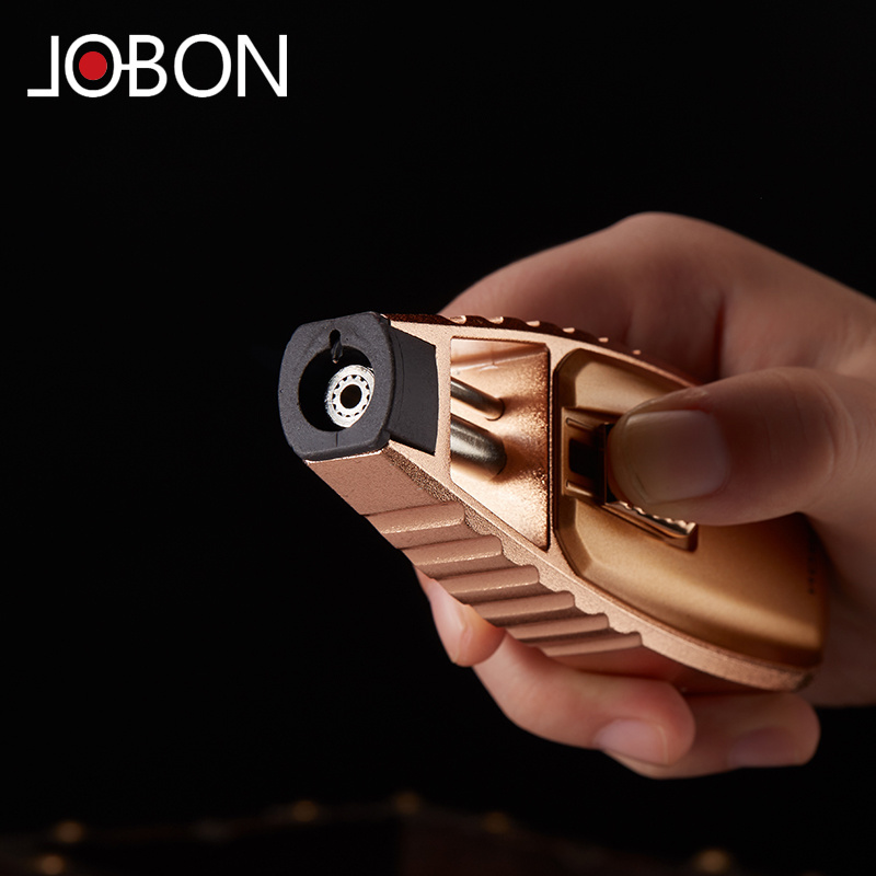 JOBON Custom logo customized metal smoke cigarette Wholesale Butane Gas Jet Flame Cigar Torch Lighter