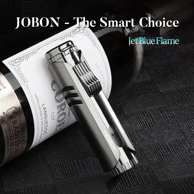 JOBON cigar blow torch gun cigarette customized fancy Wholesale Metal Jet Flame Windproof  Lighter Custom Logo