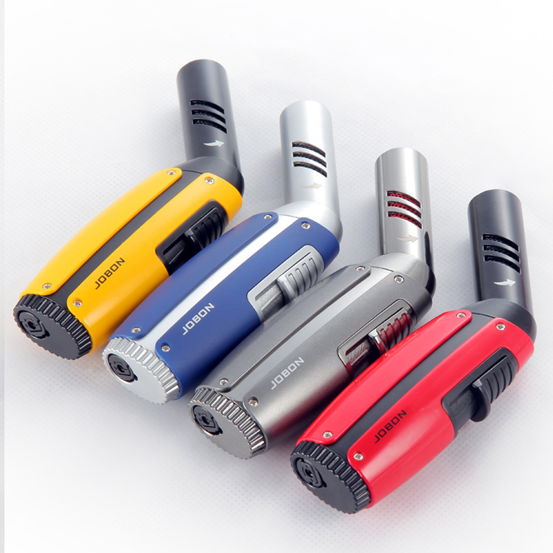 JOBON Cigarette Cigar Butane Gas Jet Blue Flame Adjustment Custom Wholesale Gun Torch Lighters Metal Material In Bulk