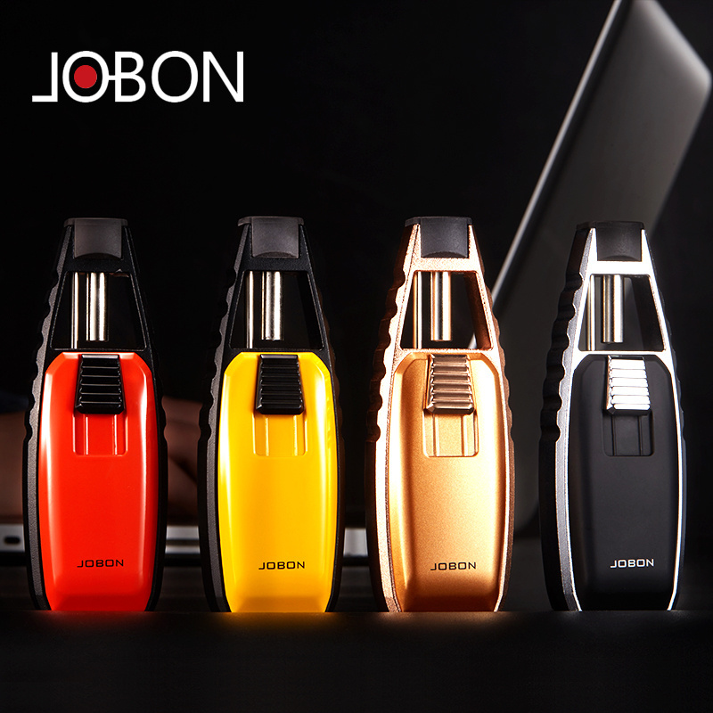 JOBON Custom logo customized metal smoke cigarette Wholesale Butane Gas Jet Flame Cigar Torch Lighter