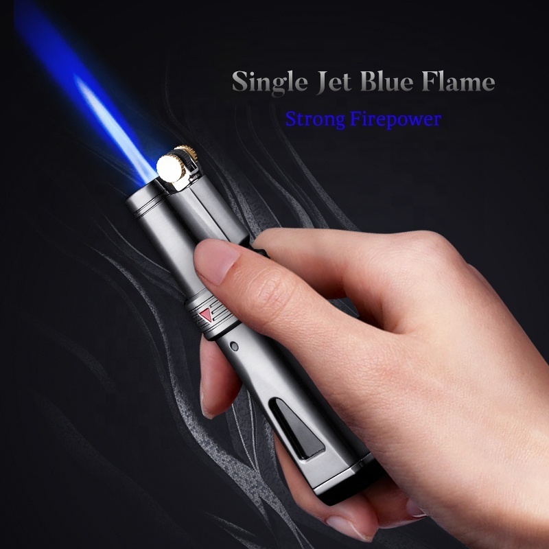 JOBON Wholesale Jet Flame Cigarette Torch Lighter Custom Logo Refillable Butane Gas Flint Lighter For Smoking Cigar Cigarette