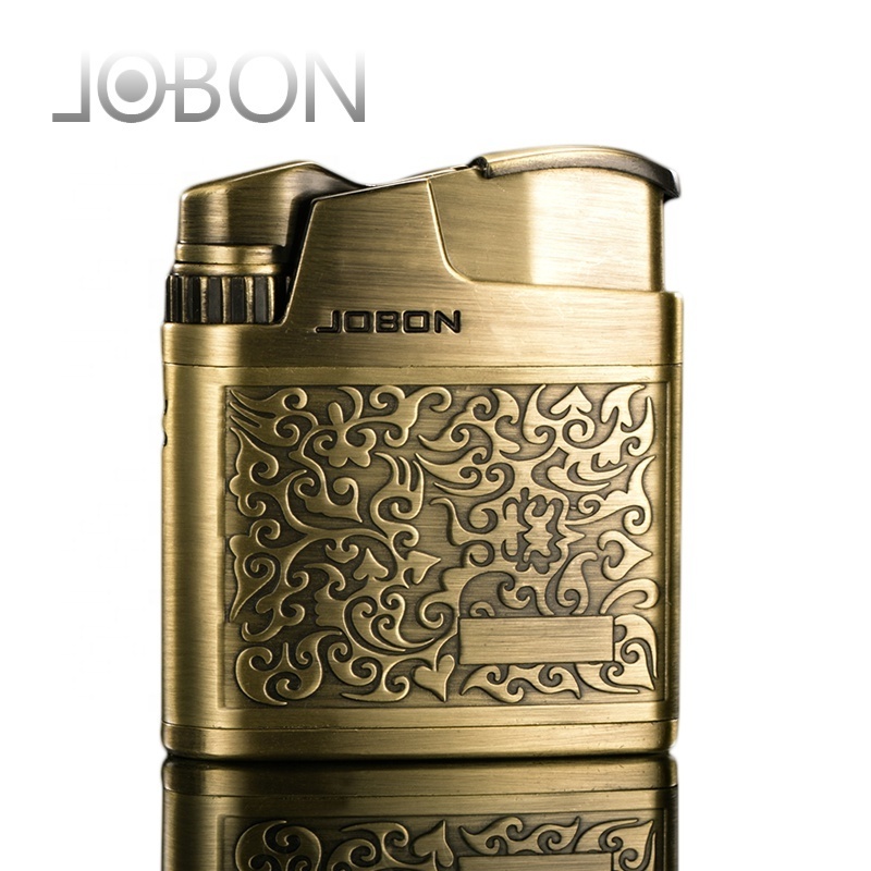 JOBON Wholesale customized Custom Logo Refillable Flame oil kerosene Classical vintage lighters for Cigar Cigarette