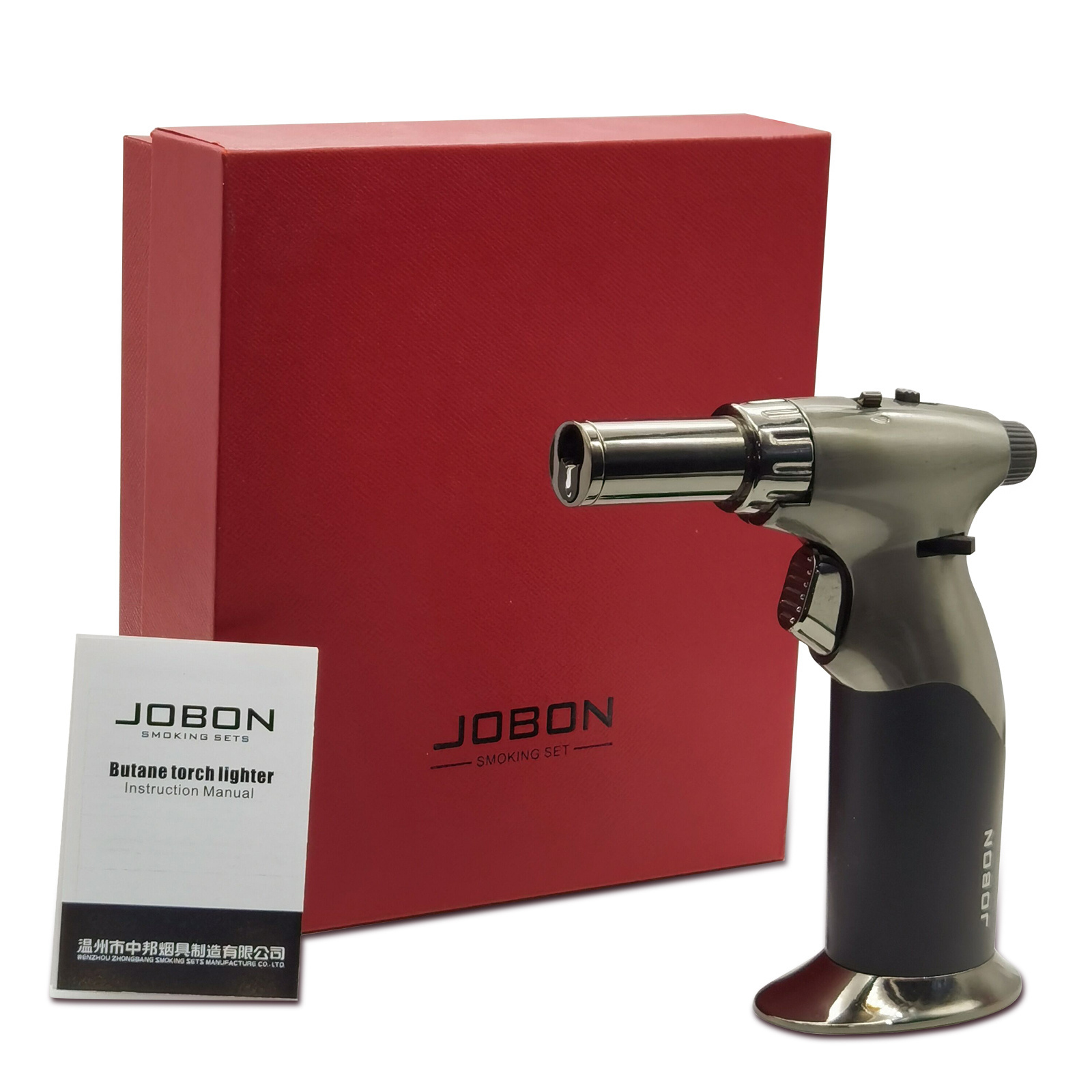 JOBON big wholesale gun cigarette customized smoke custom logo butane gas jet flame kitchen torch lighter for candle cigar