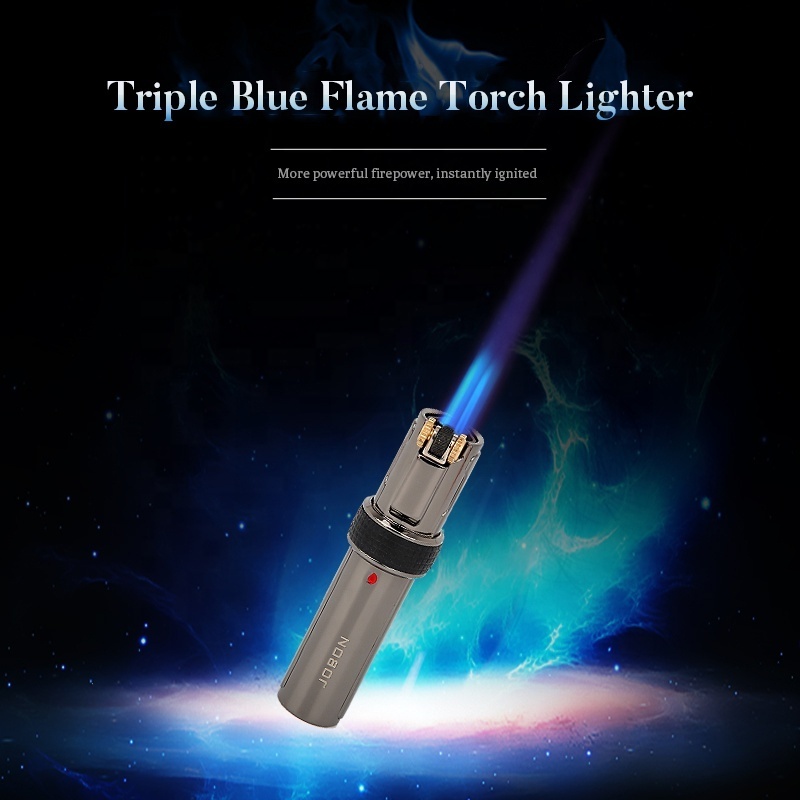 JOBON Mini Cigarette Lighter Jet Triple Flame Adjustable Gas Butane Refillable Flint Custom Logo For Smoking Accessories