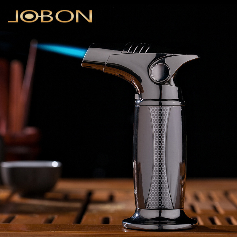 JOBON Luxury Metal Jet Flame Wholesale Cigar Butane Gas Table Custom Designed Lighters Cigarette With Logo