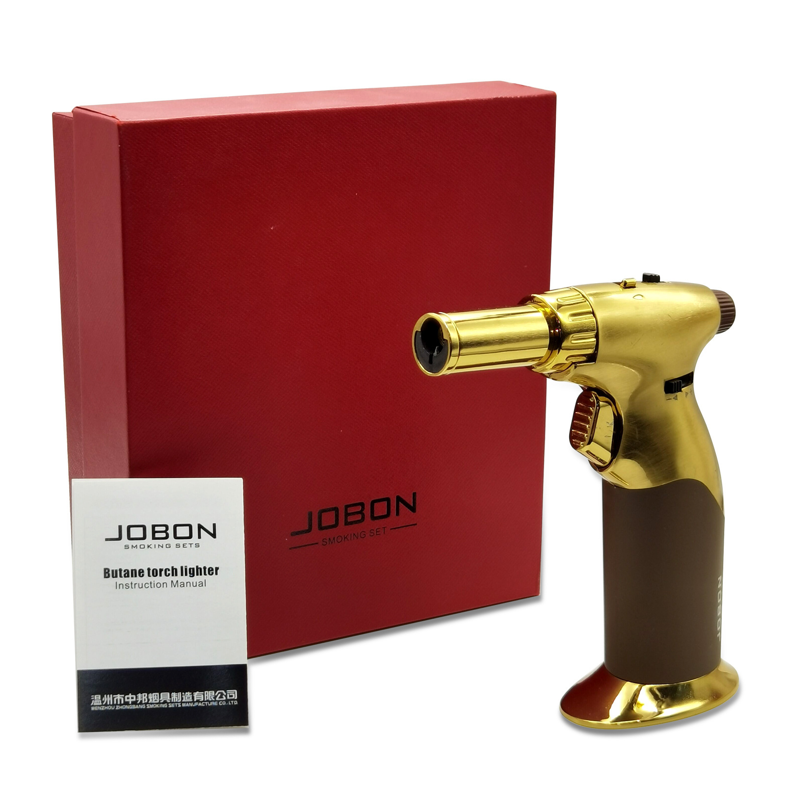 JOBON big wholesale gun cigarette customized smoke custom logo butane gas jet flame kitchen torch lighter for candle cigar