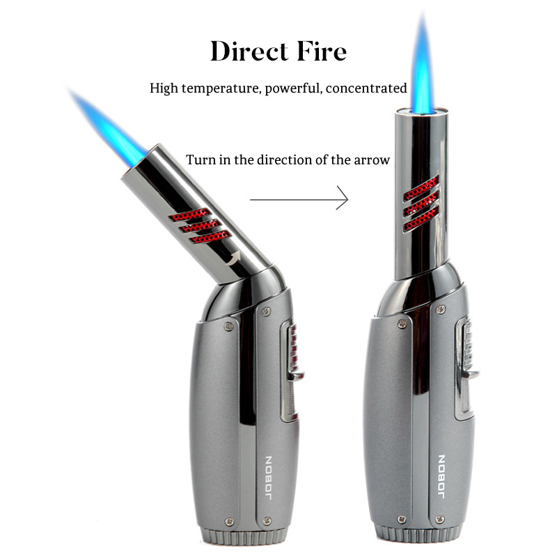 JOBON Cigarette Cigar Butane Gas Jet Blue Flame Adjustment Custom Wholesale Gun Torch Lighters Metal Material In Bulk