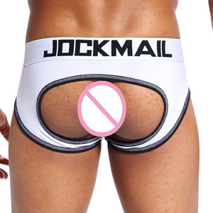 JOCKMAIL bare hip briefs modal boxer soft comfortable Open back men underwear white sexy gay jockstrap Sporty sissy underpants