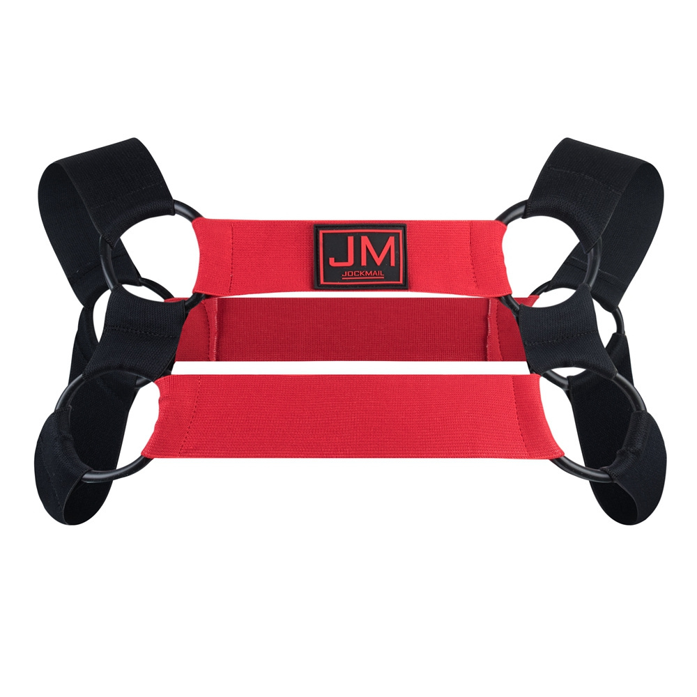 JOCKMAIL Brand Men Elastic Body Chest Harness Sexy Bondage Lingerie with Armband Shoulder Straps Leg Ring Clubwear Stage Costume