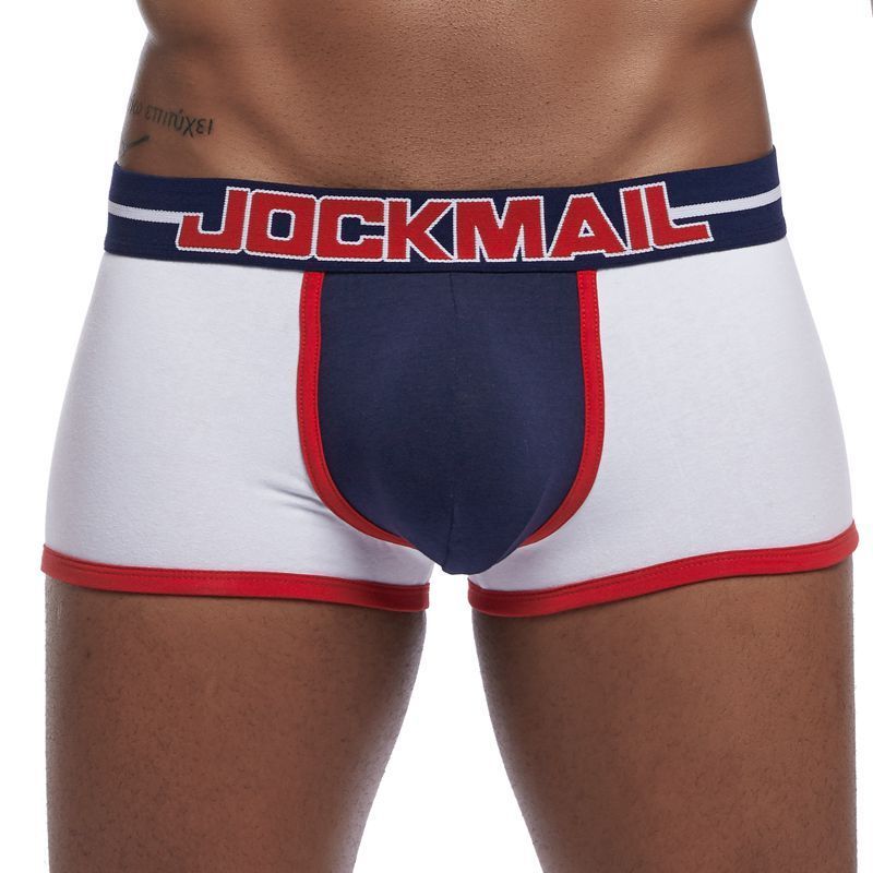 JOCKMAIL Push-up cup fake ass men's underwear Color block cotton boxer briefs Underpants with foam padding to enlarge the butt