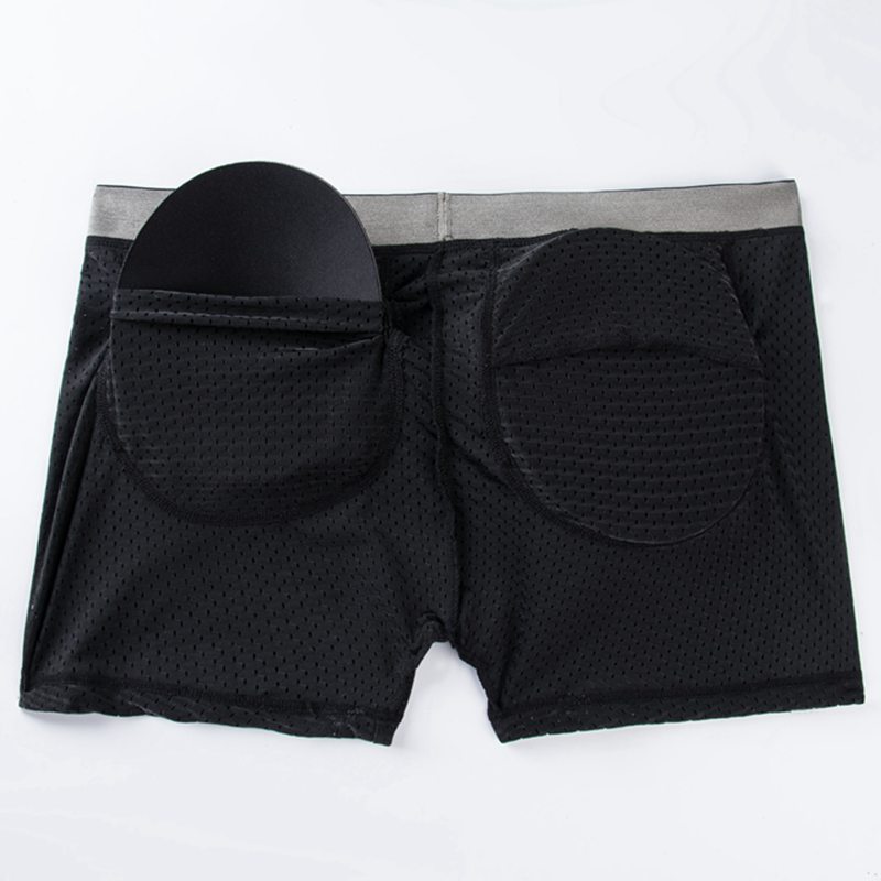 JOCKMAIL Brand Sexy Fake Hip Men's Underwear Low Waist Mesh Breathable Push Up Cup Boxer Underwear Removable Padding Shorts