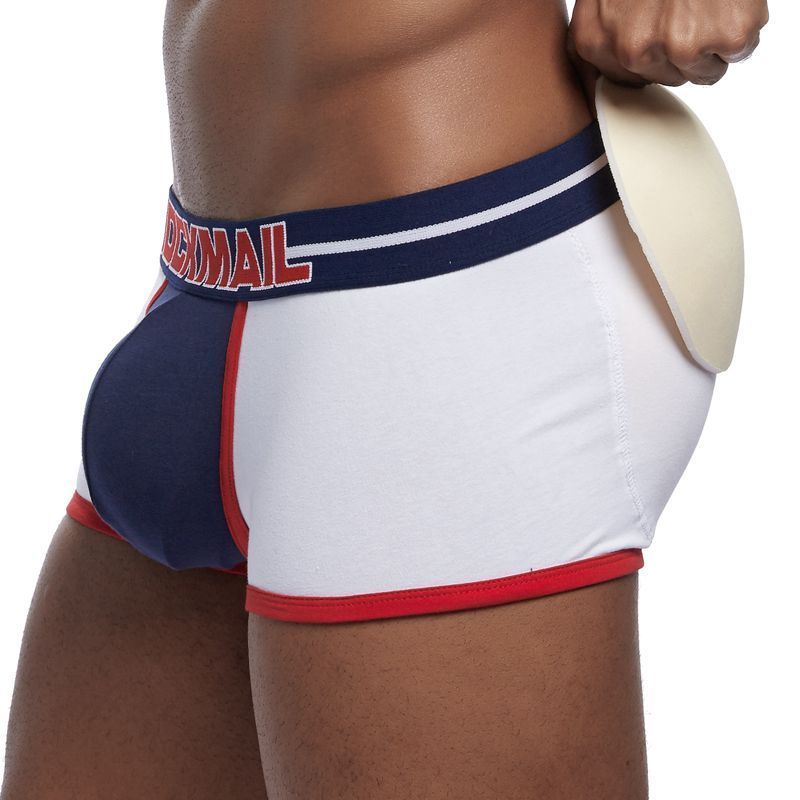 JOCKMAIL Push-up cup fake ass men's underwear Color block cotton boxer briefs Underpants with foam padding to enlarge the butt