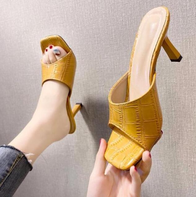 Factory Price  Fashion Square Head Fish Mouth Sandals Open Toe Stiletto High Heels Shoes For Women Ladies Heeled Sandals